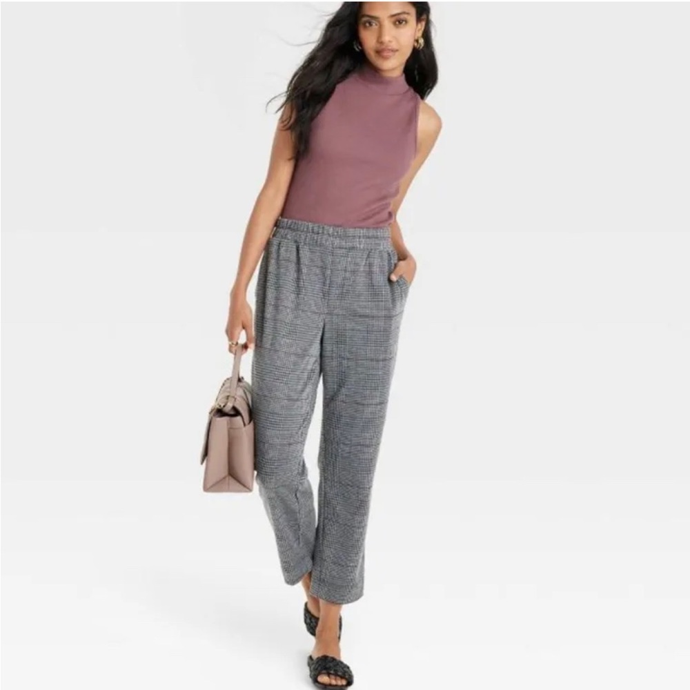 Women's High-Rise Slim Straight Fit Ankle Pull-On Pants A New Day Heather Grey